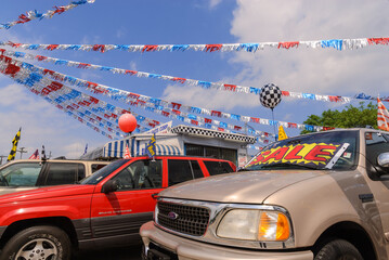 Second hand SUV cars for sale on used car dealership forecourt on March 10, 2008 in Miami, Florida, USA 