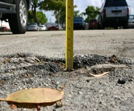 Road crack and a ruler