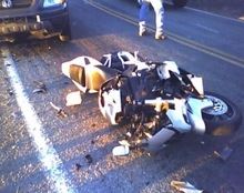 Damaged Motorcycle on the road