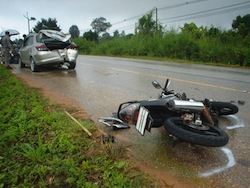 Motorcycle and Car Collision